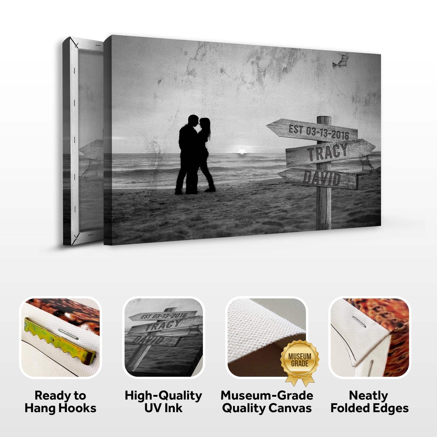 Monochrome Sunset Couple Sign - Tailored Canvases - Flyclothing LLC