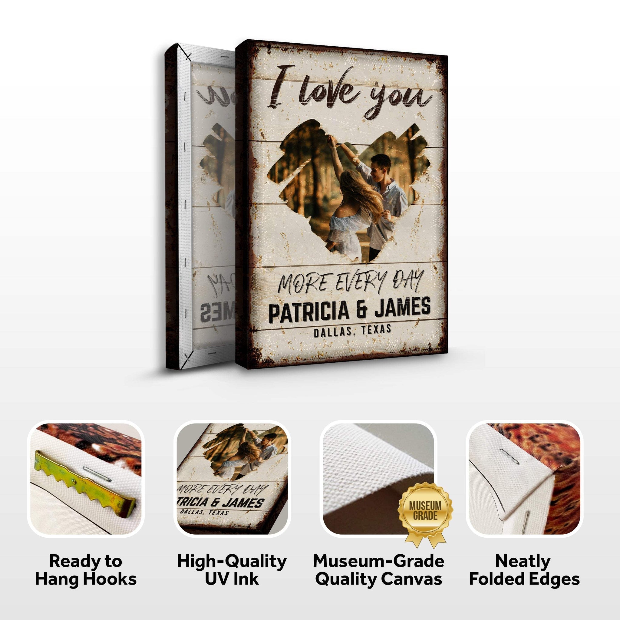 I Love You More Every Day Rustic Sign - Tailored Canvases - Flyclothing LLC