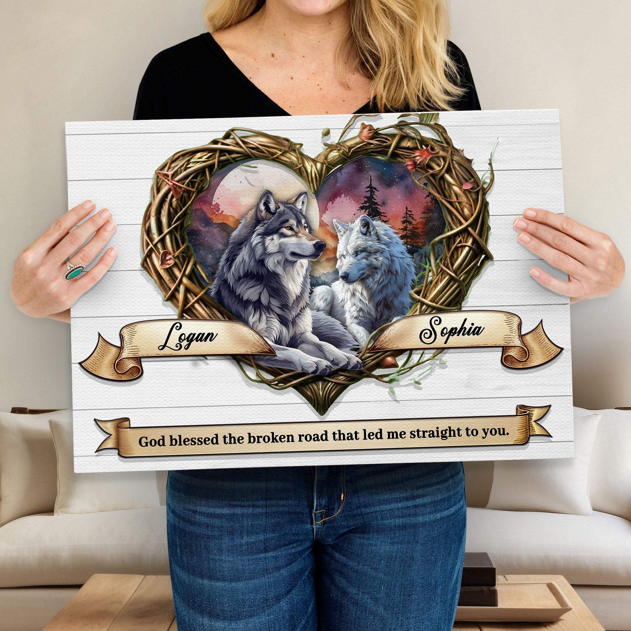 Couple Wolves Sign III - Tailored Canvases - Flyclothing LLC