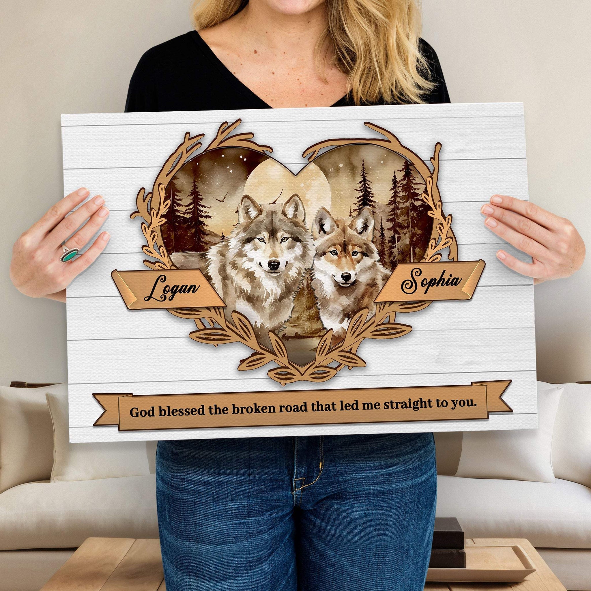 Couple Wolves Sign V - Tailored Canvases - Flyclothing LLC