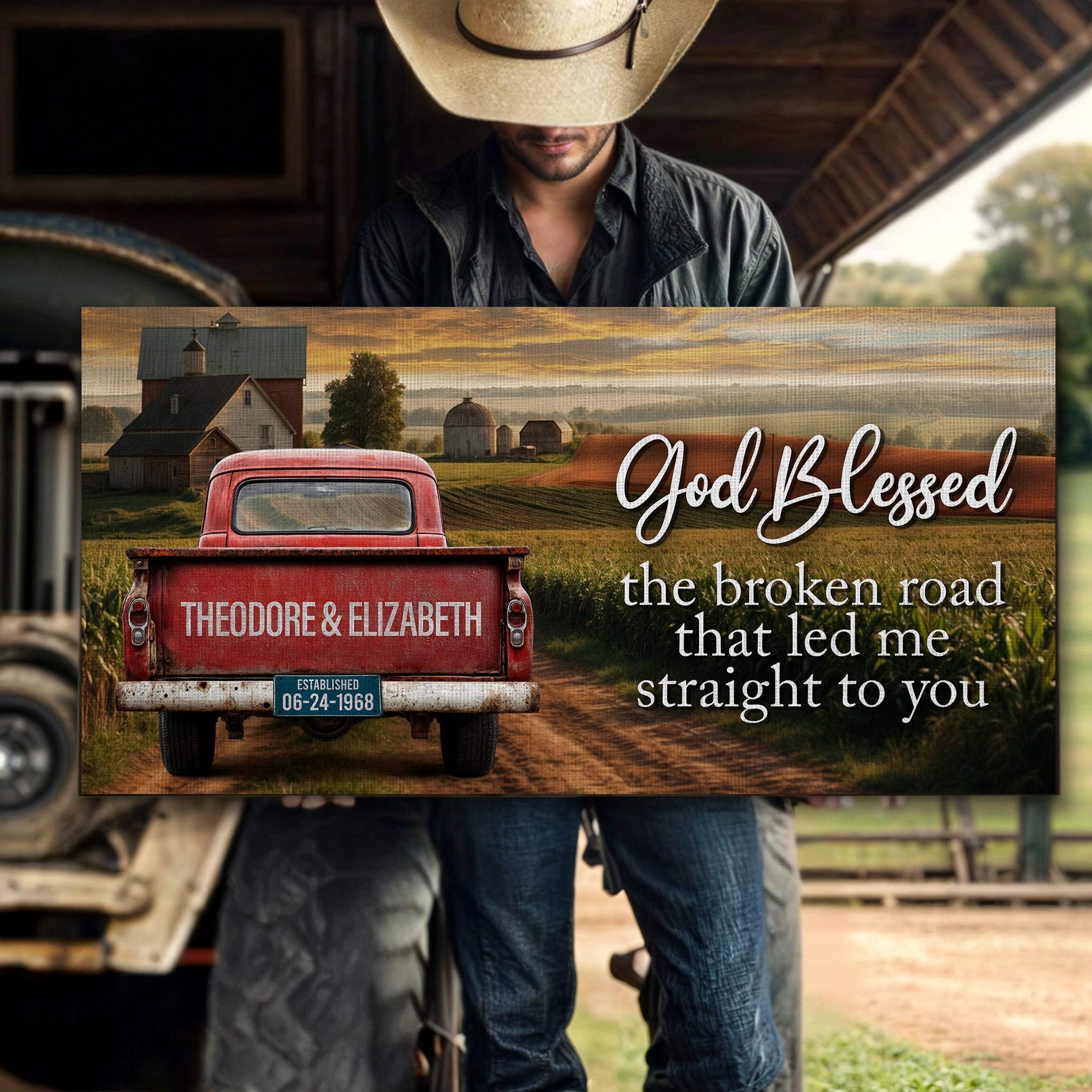 Custom Vintage Truck Couple Sign - Tailored Canvases - Flyclothing LLC