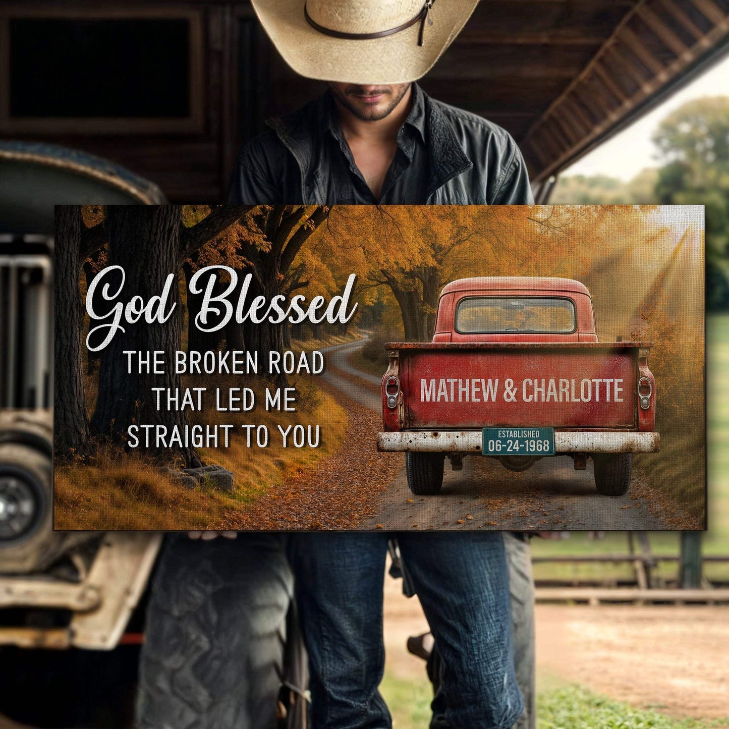 Custom Vintage Truck Couple Sign II - Tailored Canvases - Flyclothing LLC