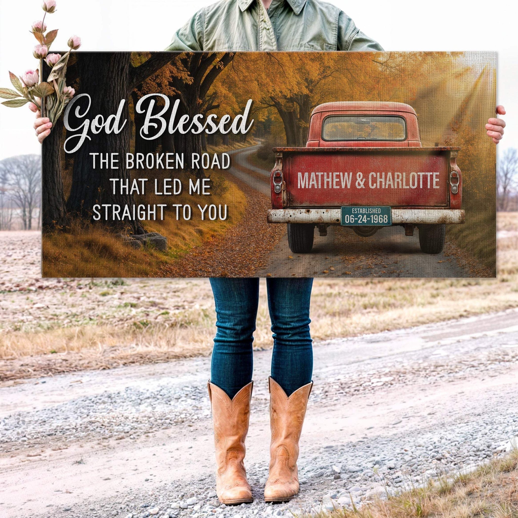 Custom Vintage Truck Couple Sign II - Tailored Canvases - Flyclothing LLC