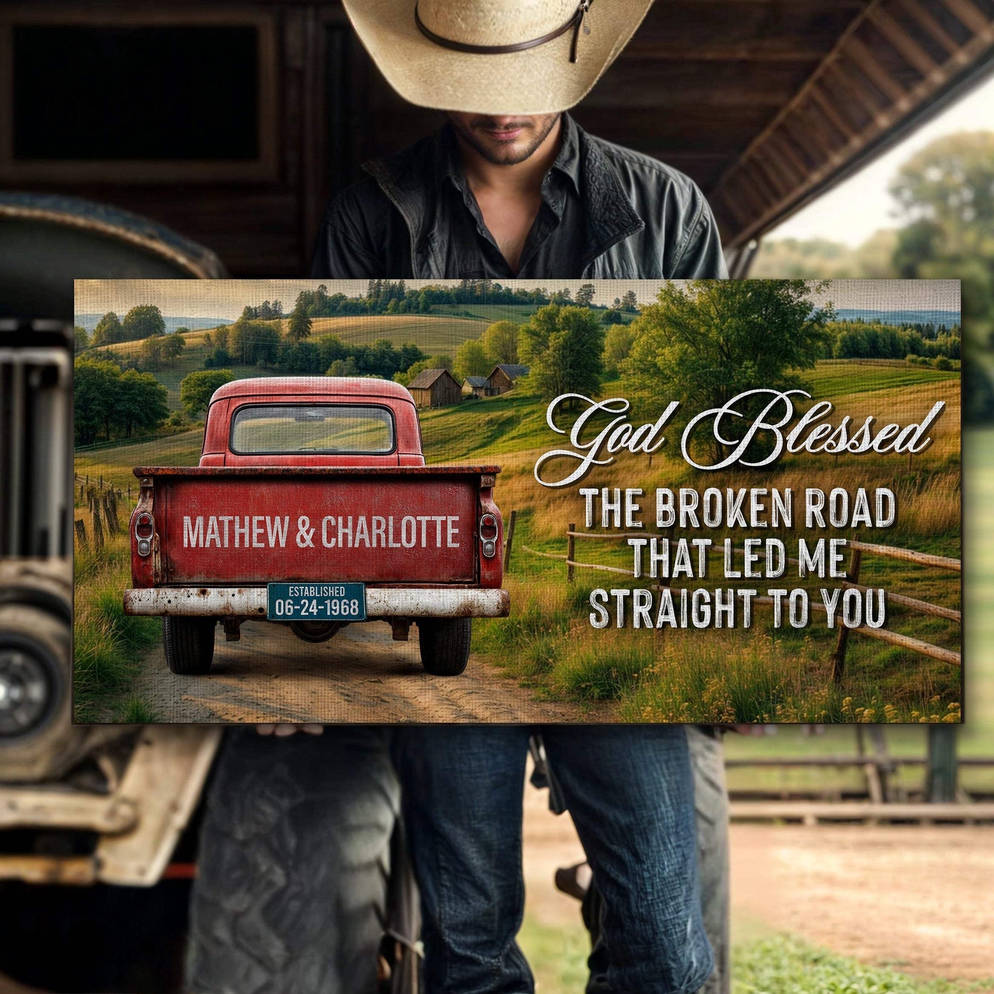 Custom Vintage Truck Couple Sign III - Tailored Canvases - Flyclothing LLC