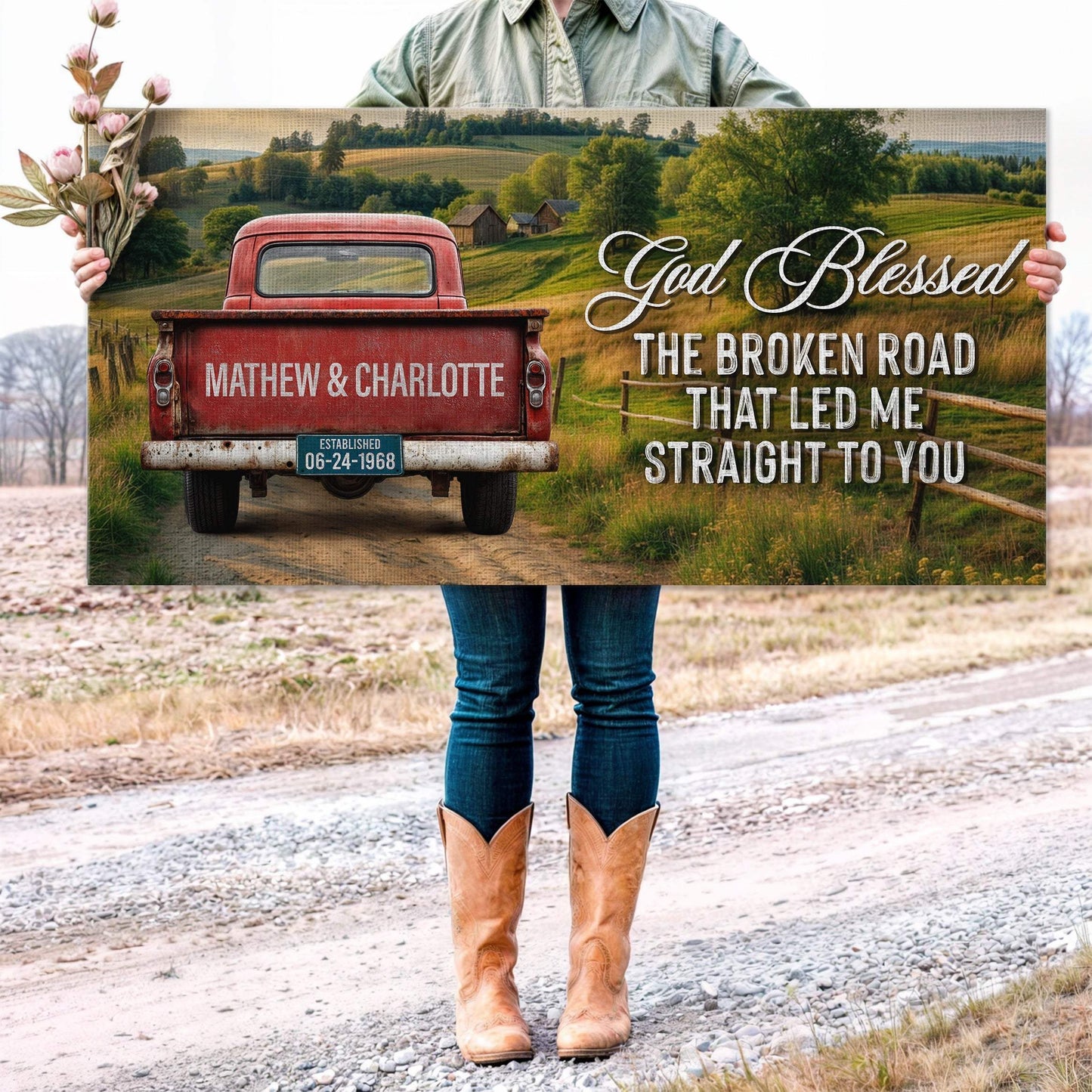 Custom Vintage Truck Couple Sign III - Tailored Canvases - Flyclothing LLC
