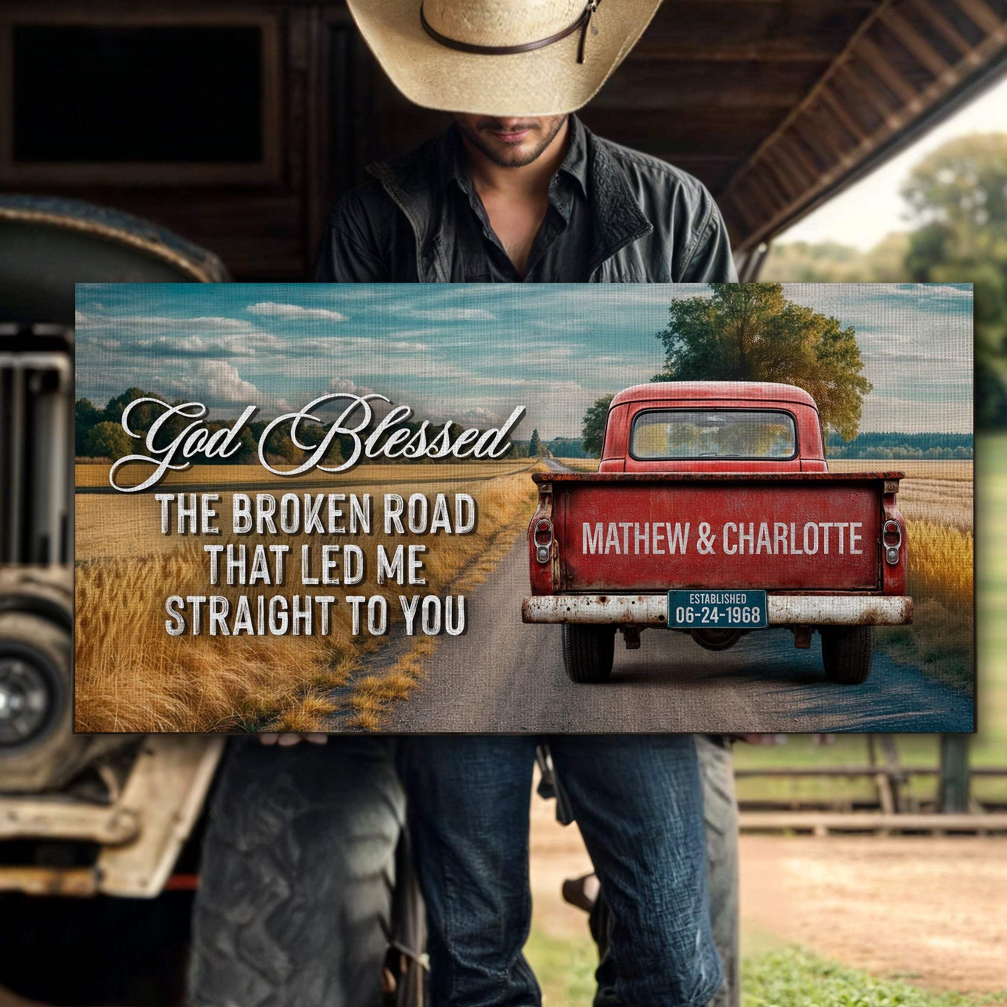 Custom Vintage Truck Couple Sign IV - Tailored Canvases - Flyclothing LLC