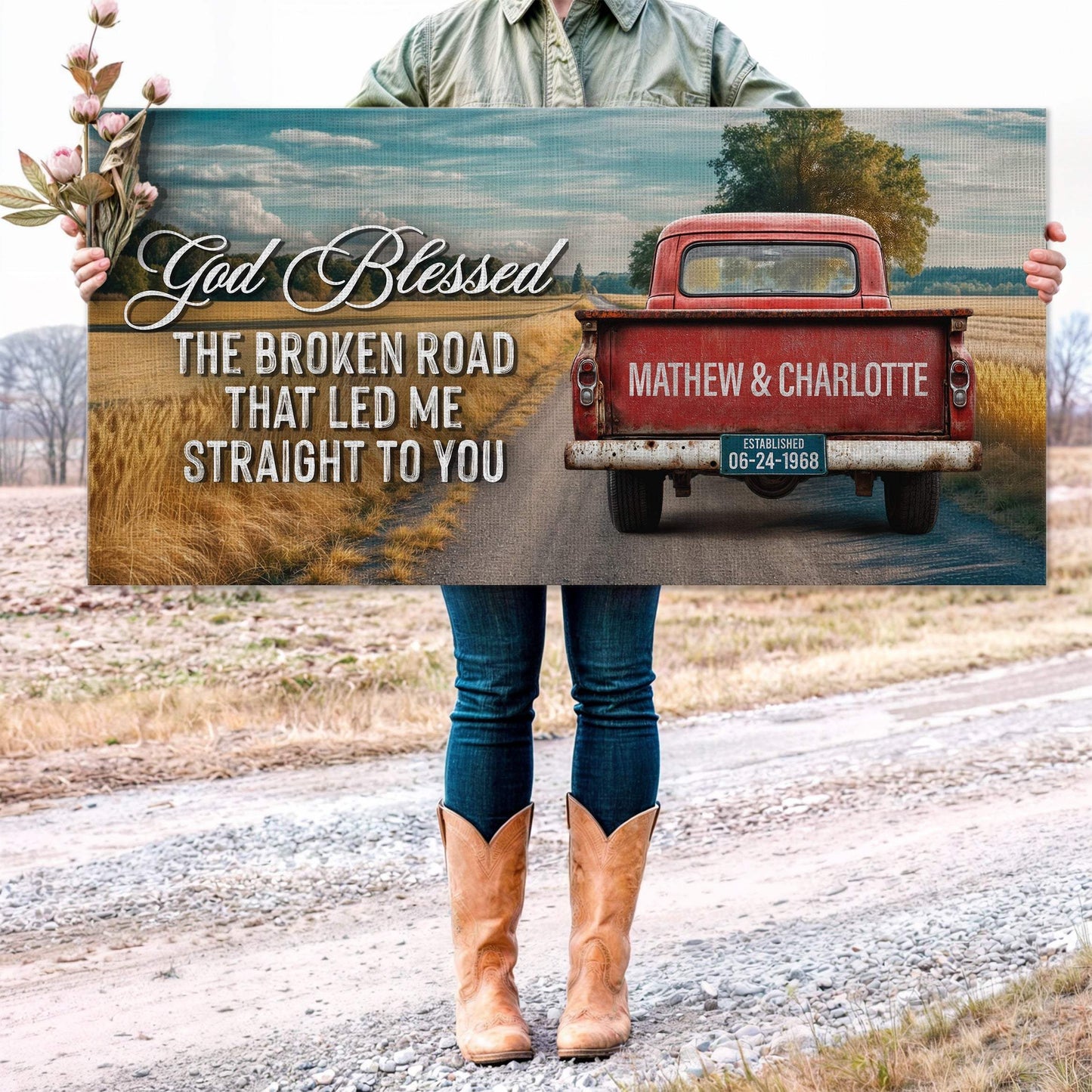 Custom Vintage Truck Couple Sign IV - Tailored Canvases - Flyclothing LLC
