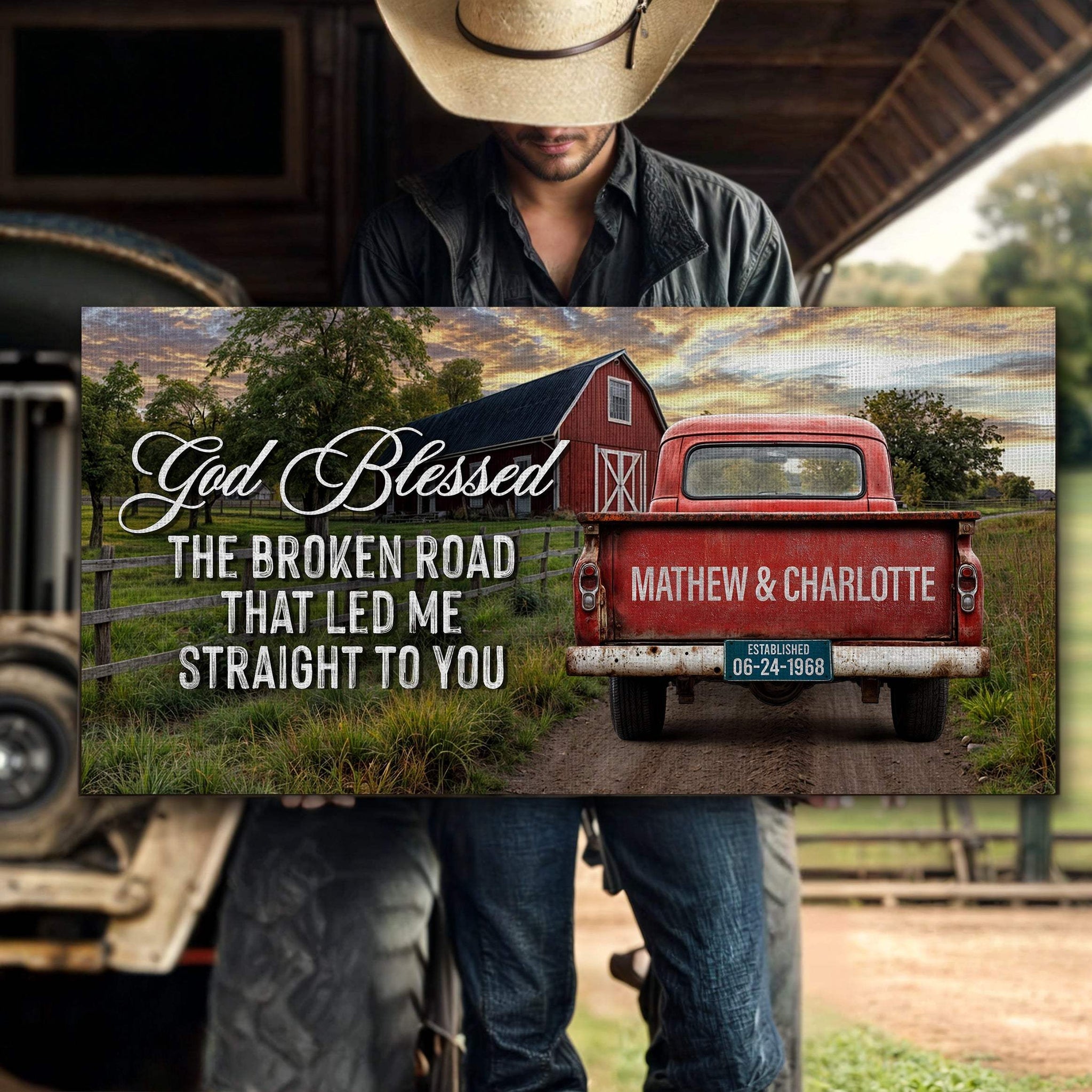 Custom Vintage Truck Couple Sign V - Tailored Canvases - Flyclothing LLC