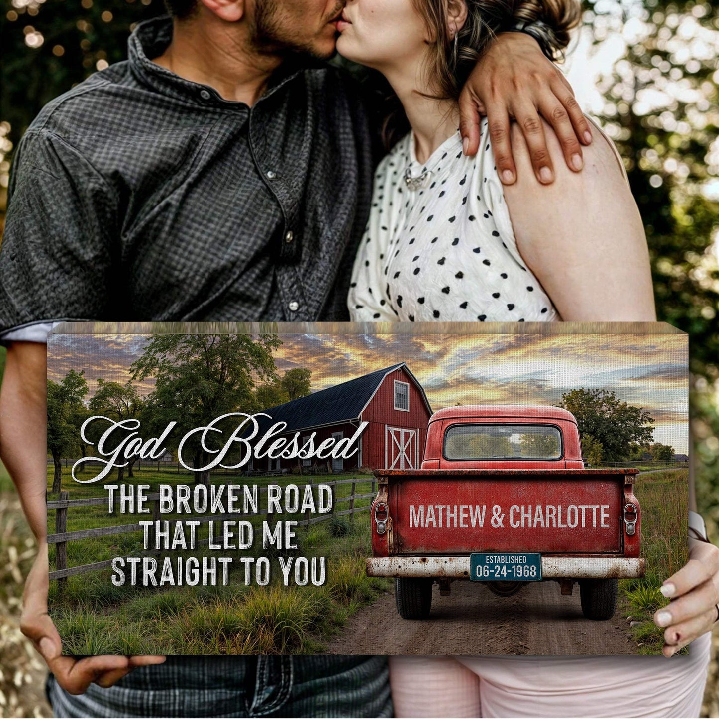 Custom Vintage Truck Couple Sign V - Tailored Canvases - Flyclothing LLC