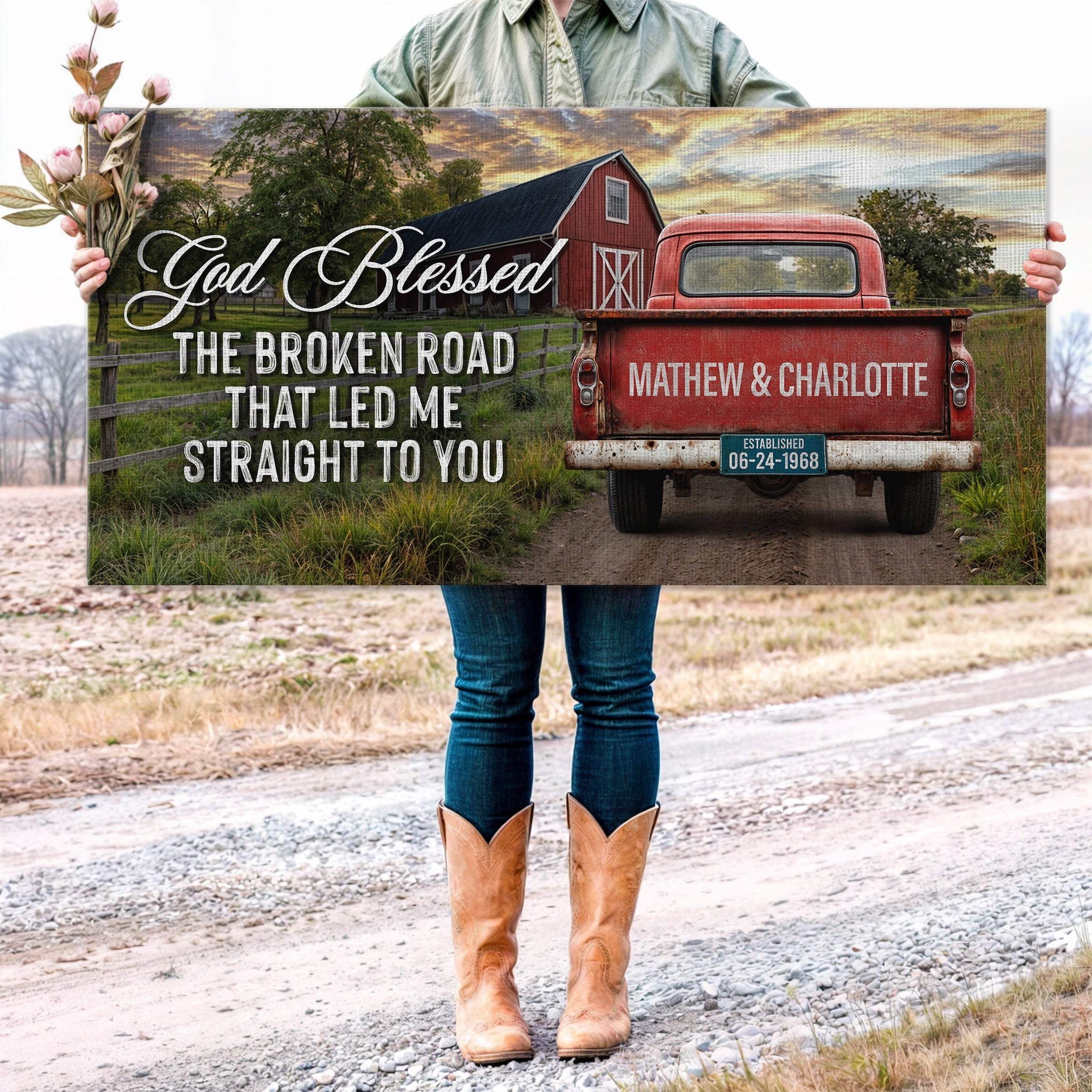 Custom Vintage Truck Couple Sign V - Tailored Canvases - Flyclothing LLC