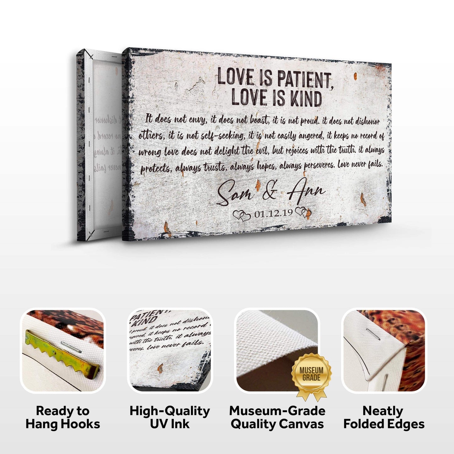 Love Is Patient, Love Is Kind Sign - Tailored Canvases - Flyclothing LLC
