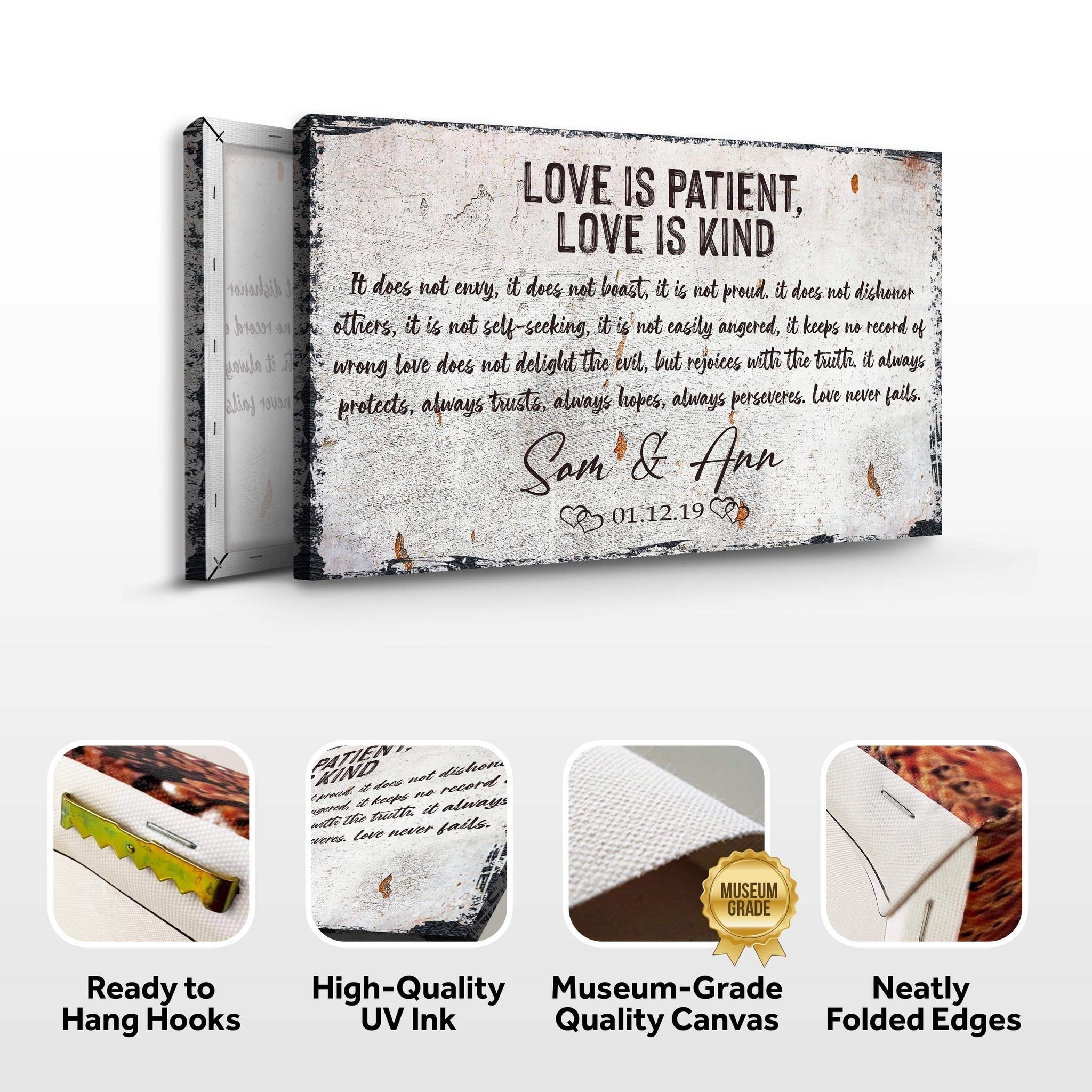 Love Is Patient, Love Is Kind Sign - Tailored Canvases - Flyclothing LLC
