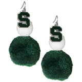 Michigan St. Spartans Pom Pom Earrings - Michigan St. Spartans - Flyclothing LLC