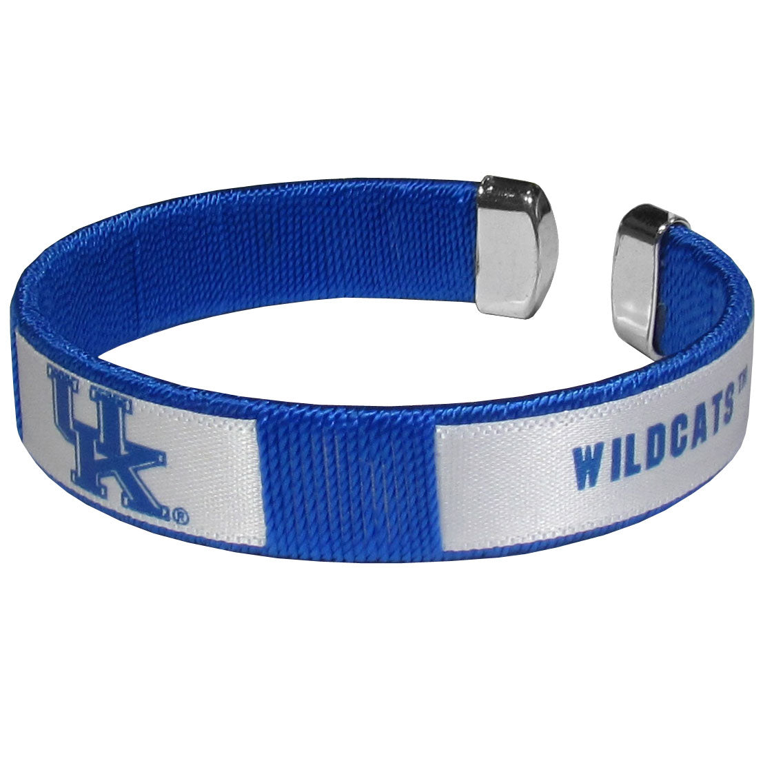 Our Fan Bracelet is a one size fits all string cuff bracelets with a screen printed ribbon with the team Kentucky Wildcats name and logo.