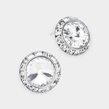 Rivoli Cut Genuine Crystal Round Stud Earrings - Madeline Love - Flyclothing LLC