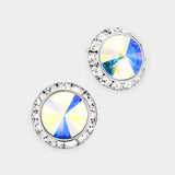 Rivoli Cut Genuine Crystal Round Stud Earrings - Madeline Love - Flyclothing LLC