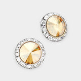 Rivoli Cut Genuine Crystal Round Stud Earrings - Madeline Love - Flyclothing LLC