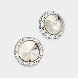 Rivoli Cut Genuine Crystal Round Stud Earrings - Madeline Love - Flyclothing LLC
