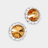 Rivoli Cut Genuine Crystal Round Stud Earrings - Madeline Love - Flyclothing LLC