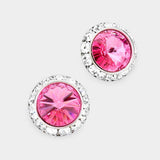 Rivoli Cut Genuine Crystal Round Stud Earrings - Madeline Love - Flyclothing LLC
