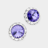 Rivoli Cut Genuine Crystal Round Stud Earrings - Madeline Love - Flyclothing LLC