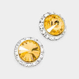 Rivoli Cut Genuine Crystal Round Stud Earrings - Madeline Love - Flyclothing LLC