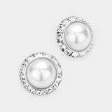 Rivoli Cut Genuine Crystal Pearl Round Stud Earrings - Madeline Love - Flyclothing LLC
