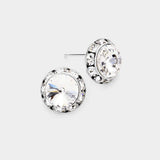 Rivoli Cut Genuine Crystal Round Stud Earrings - Madeline Love - Flyclothing LLC