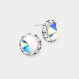 Rivoli Cut Genuine Crystal Round Stud Earrings - Madeline Love - Flyclothing LLC