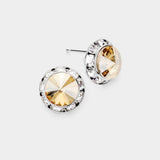 Rivoli Cut Genuine Crystal Round Stud Earrings - Madeline Love - Flyclothing LLC