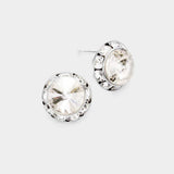 Rivoli Cut Genuine Crystal Round Stud Earrings - Madeline Love - Flyclothing LLC