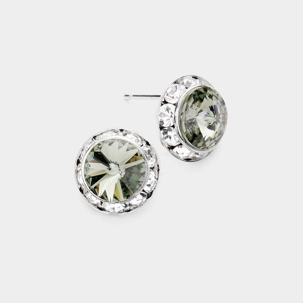 Rivoli Cut Genuine Crystal Round Stud Earrings - Madeline Love - Flyclothing LLC