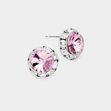 Rivoli Cut Genuine Crystal Round Stud Earrings - Madeline Love - Flyclothing LLC