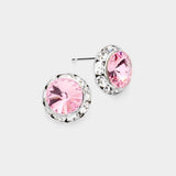 Rivoli Cut Genuine Crystal Round Stud Earrings - Madeline Love - Flyclothing LLC