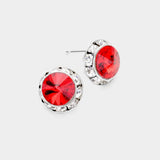 Rivoli Cut Genuine Crystal Round Stud Earrings - Madeline Love - Flyclothing LLC