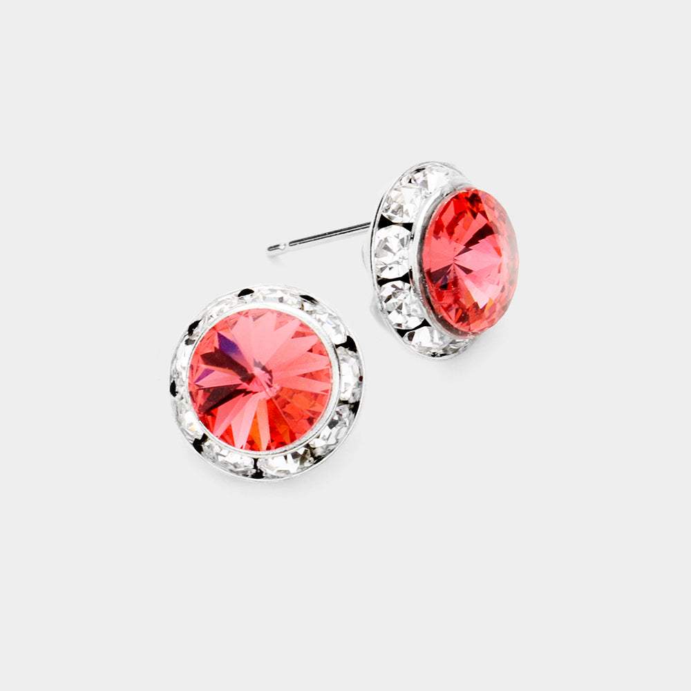 Rivoli Cut Genuine Crystal Round Stud Earrings - Madeline Love - Flyclothing LLC
