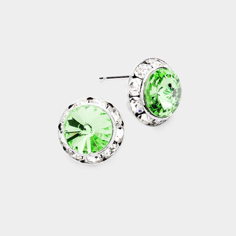 Rivoli Cut Genuine Crystal Round Stud Earrings - Madeline Love - Flyclothing LLC