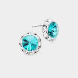 Rivoli Cut Genuine Crystal Round Stud Earrings - Madeline Love - Flyclothing LLC