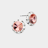Rivoli Cut Genuine Crystal Round Stud Earrings - Madeline Love - Flyclothing LLC