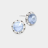 Rivoli Cut Genuine Crystal Round Stud Earrings - Madeline Love - Flyclothing LLC