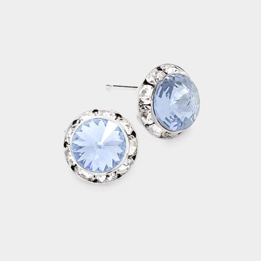 Rivoli Cut Genuine Crystal Round Stud Earrings - Madeline Love - Flyclothing LLC
