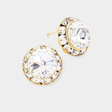 Rivoli Cut Genuine Crystal Round Stud Earrings - Madeline Love - Flyclothing LLC