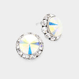 Rivoli Cut Genuine Crystal Round Stud Earrings - Madeline Love - Flyclothing LLC