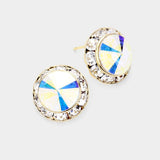 Rivoli Cut Genuine Crystal Round Stud Earrings - Madeline Love - Flyclothing LLC