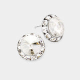 Rivoli Cut Genuine Crystal Round Stud Earrings - Madeline Love - Flyclothing LLC