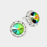 Rivoli Cut Genuine Crystal Round Stud Earrings - Madeline Love - Flyclothing LLC