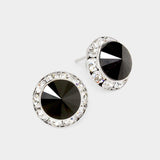 Rivoli Cut Genuine Crystal Round Stud Earrings - Madeline Love - Flyclothing LLC