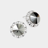 Rivoli Cut Genuine Crystal Round Stud Earrings - Madeline Love - Flyclothing LLC