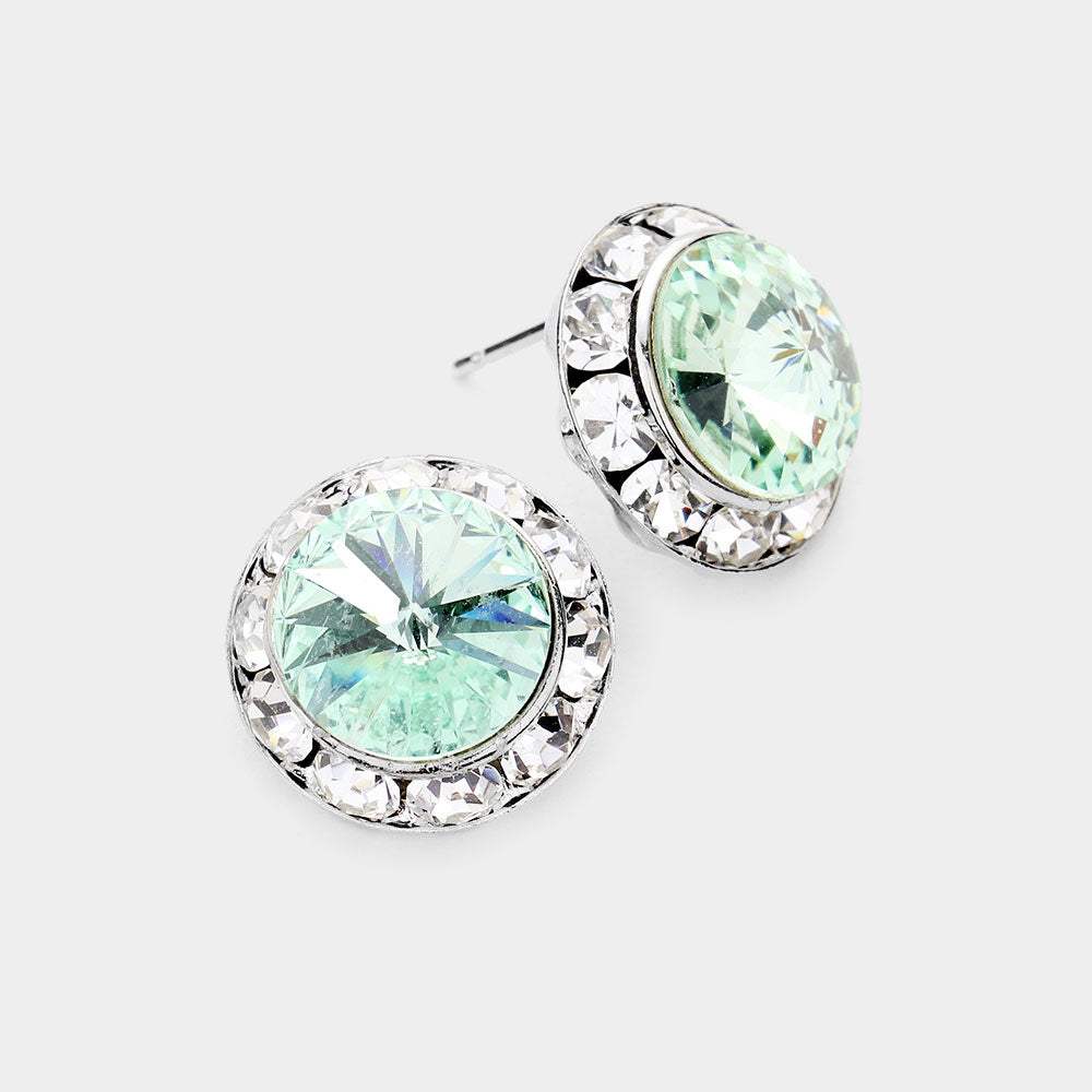 Rivoli Cut Genuine Crystal Round Stud Earrings - Madeline Love - Flyclothing LLC