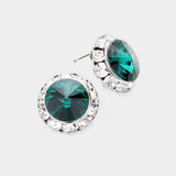 Rivoli Cut Genuine Crystal Round Stud Earrings - Madeline Love - Flyclothing LLC
